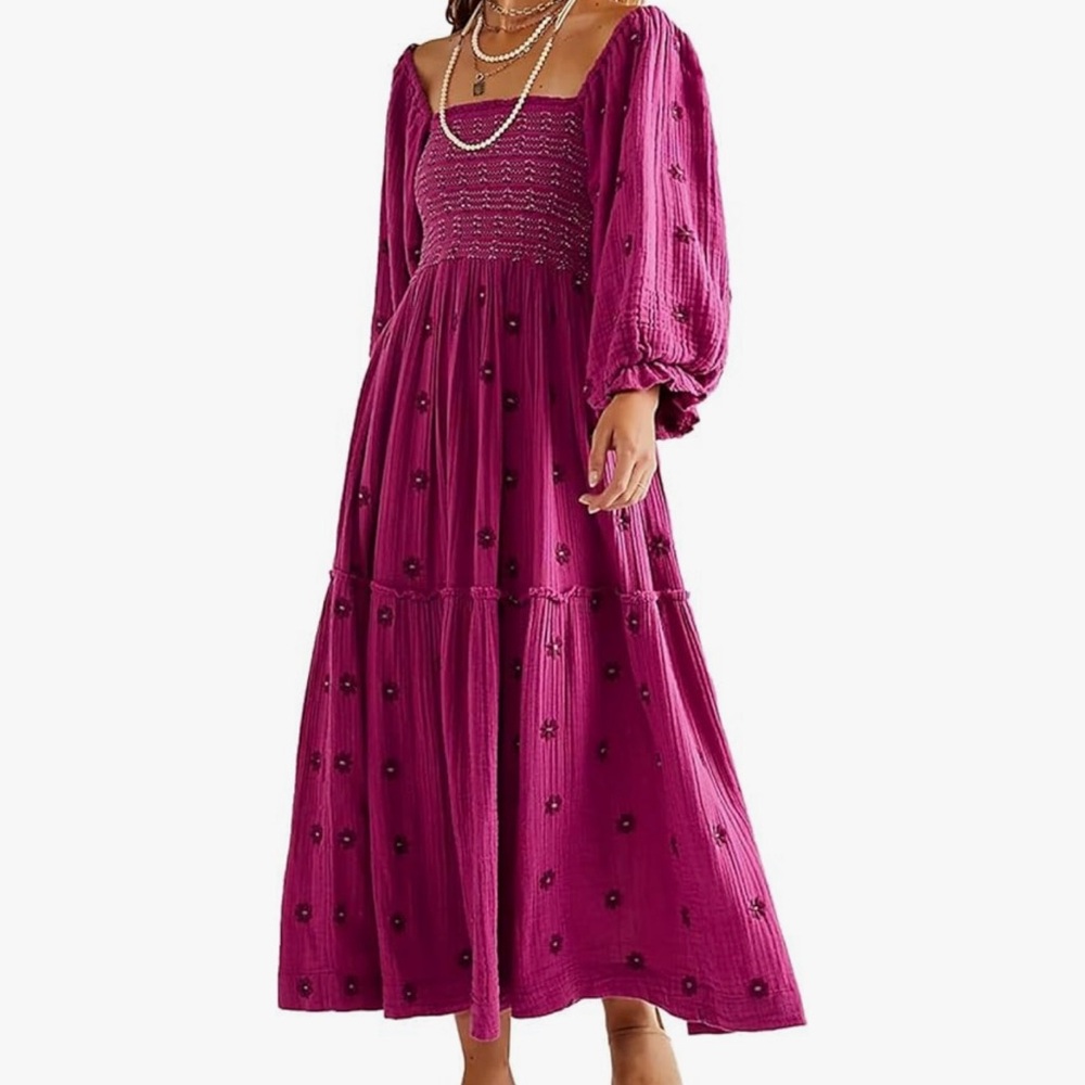 Elegant Boho Embroidered Maxi Dress